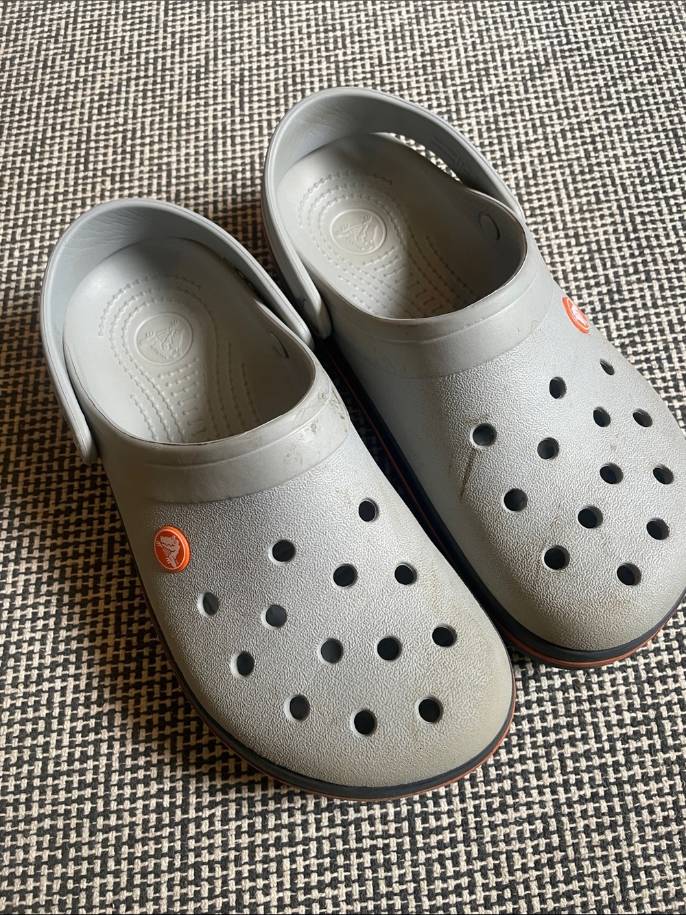 CROCS Kids Light Gray Clog with Orange Logo